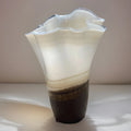 Jozefina Krosno 14” Handkerchief Vase Art Glass Vintage Brown Tan White